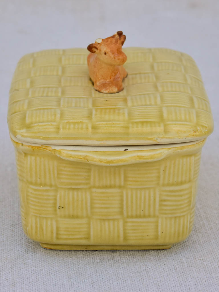Mid century French butter dish with jersey cow Chez Pluie