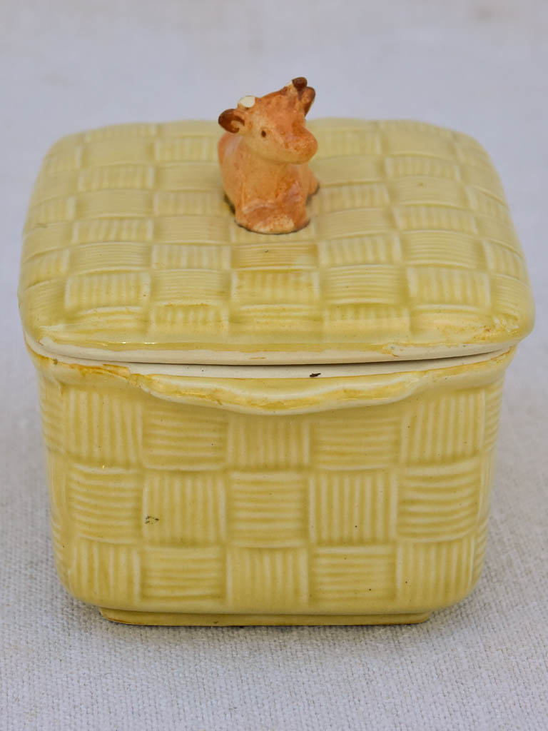 Mid century French butter dish with jersey cow