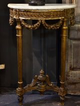 Louis XVI demilune console table with marble top