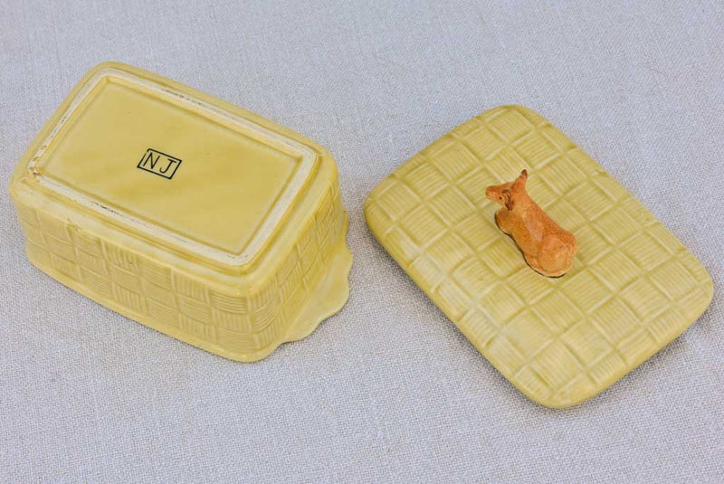 Mid century French butter dish with jersey cow Chez Pluie