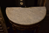 Louis XVI demilune console table with marble top