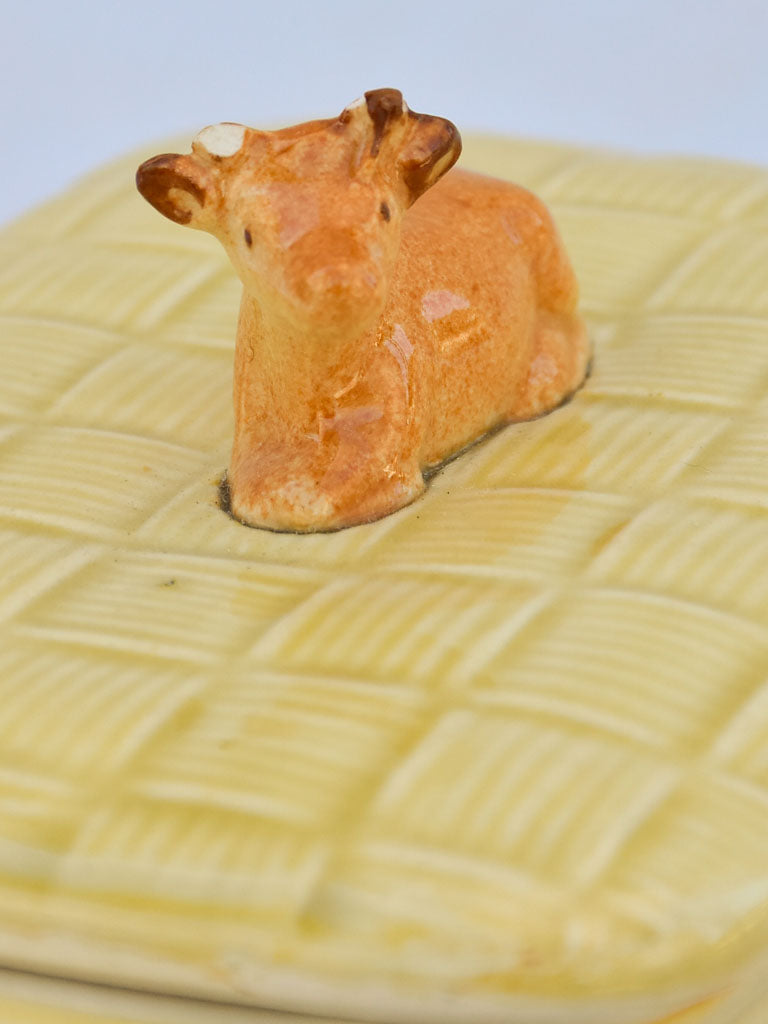 Mid century French butter dish with jersey cow Chez Pluie