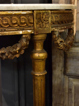 Louis XVI demilune console table with marble top
