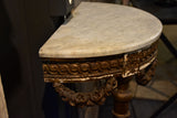 Louis XVI demilune console table with marble top