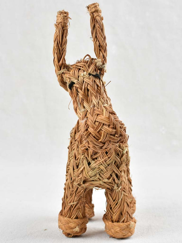 Small Vintage straw sculpture of a donkey 9¾"