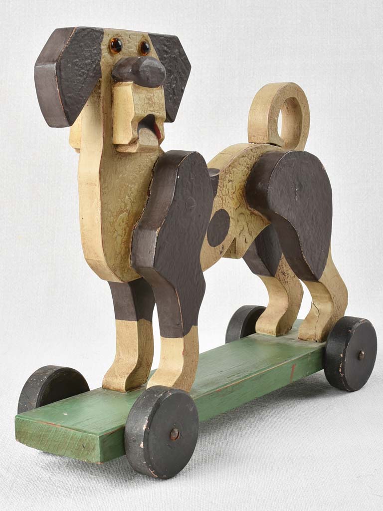 Antique wooden pull toy - dog