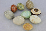 Collection of nine vintage alabaster eggs