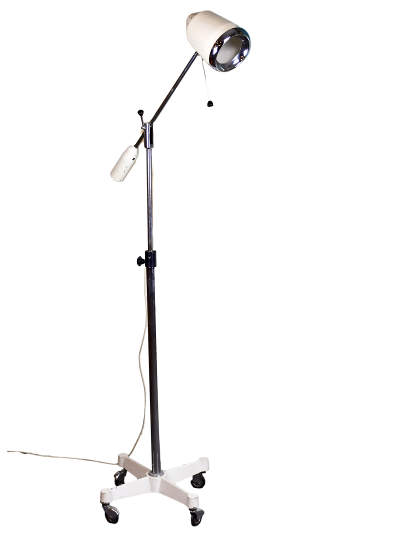 Medical floor lamp on wheels