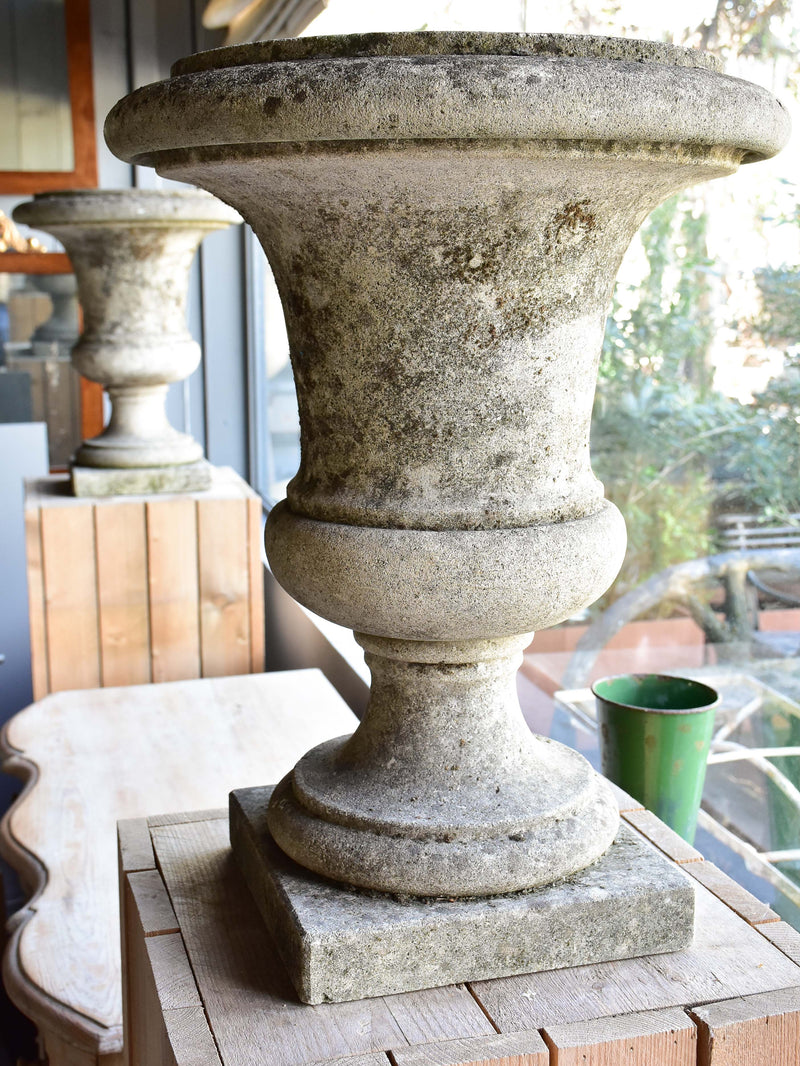 Pair of antique Italian stone garden urns