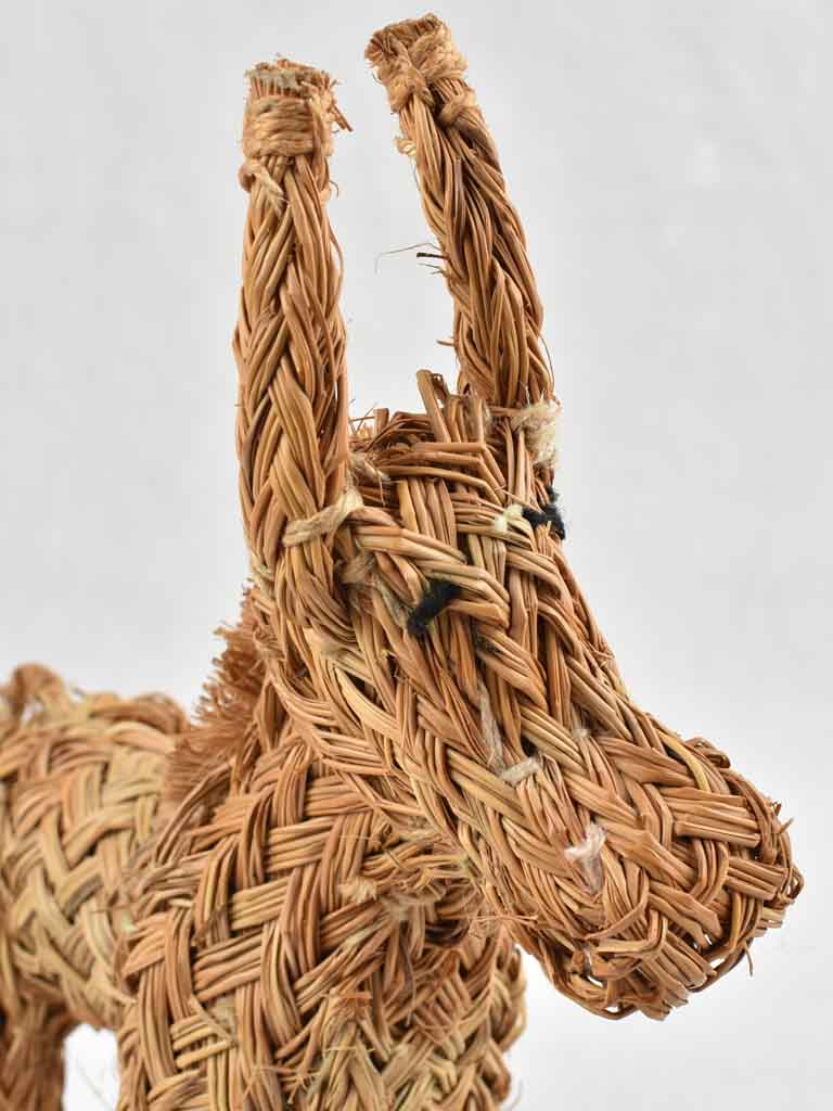 Vintage straw sculpture, donkey design