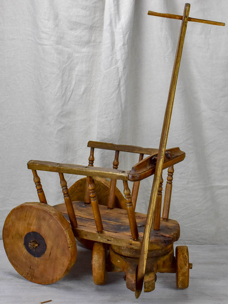 Antique French wooden toy chariot for girls