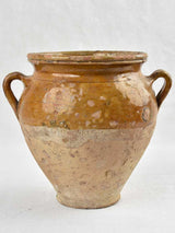 Antique French confit pot w/ ocher glaze 9"
