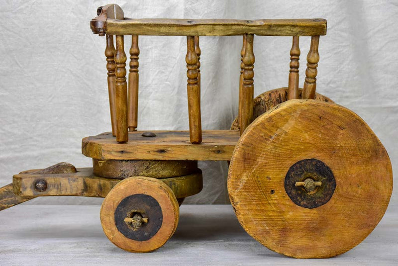 Antique French wooden toy chariot for girls