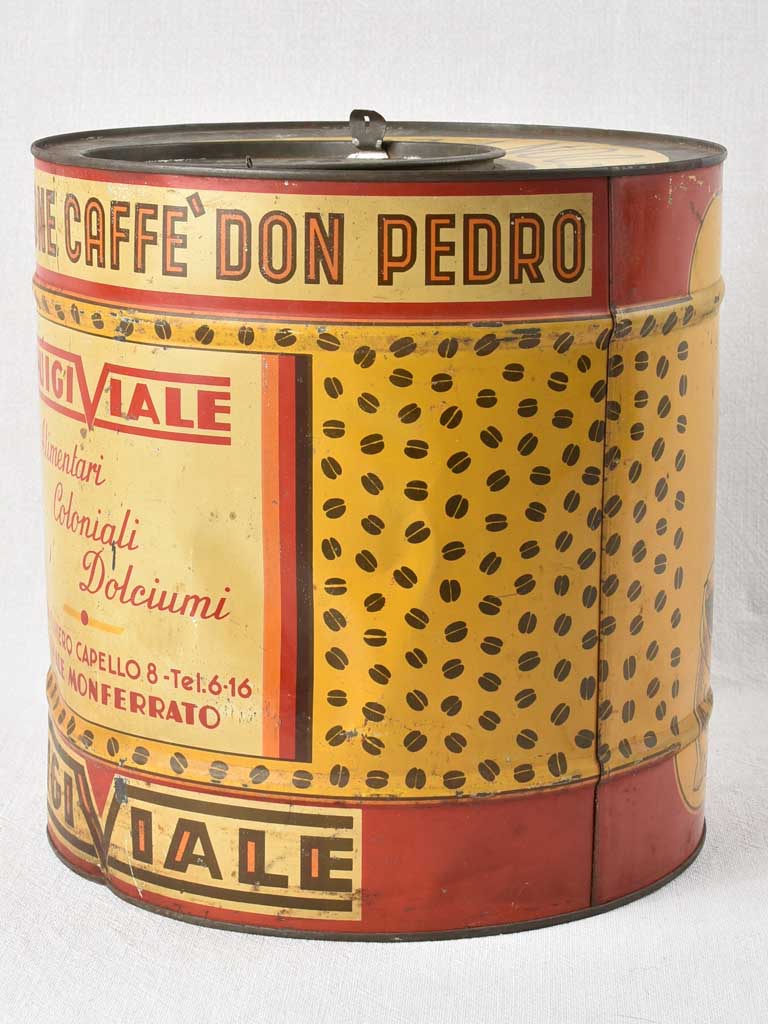 Large antique Italian coffee tin 11¾"