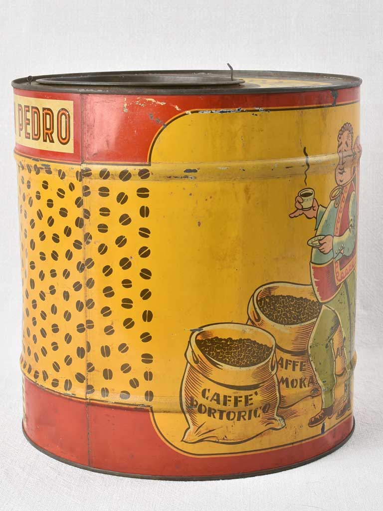 Large antique Italian coffee tin 11¾"
