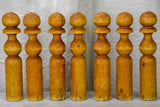 Set of 7 antique French wooden skittles and wooden blue ball