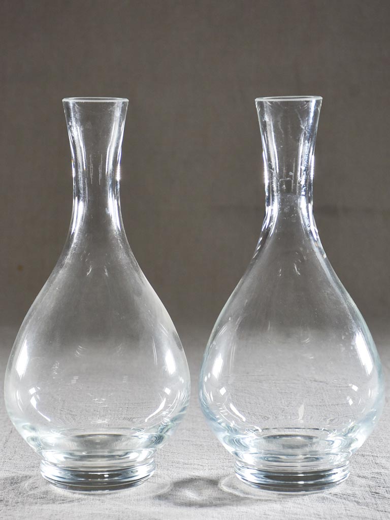 Pair of modern glass carafes 9"