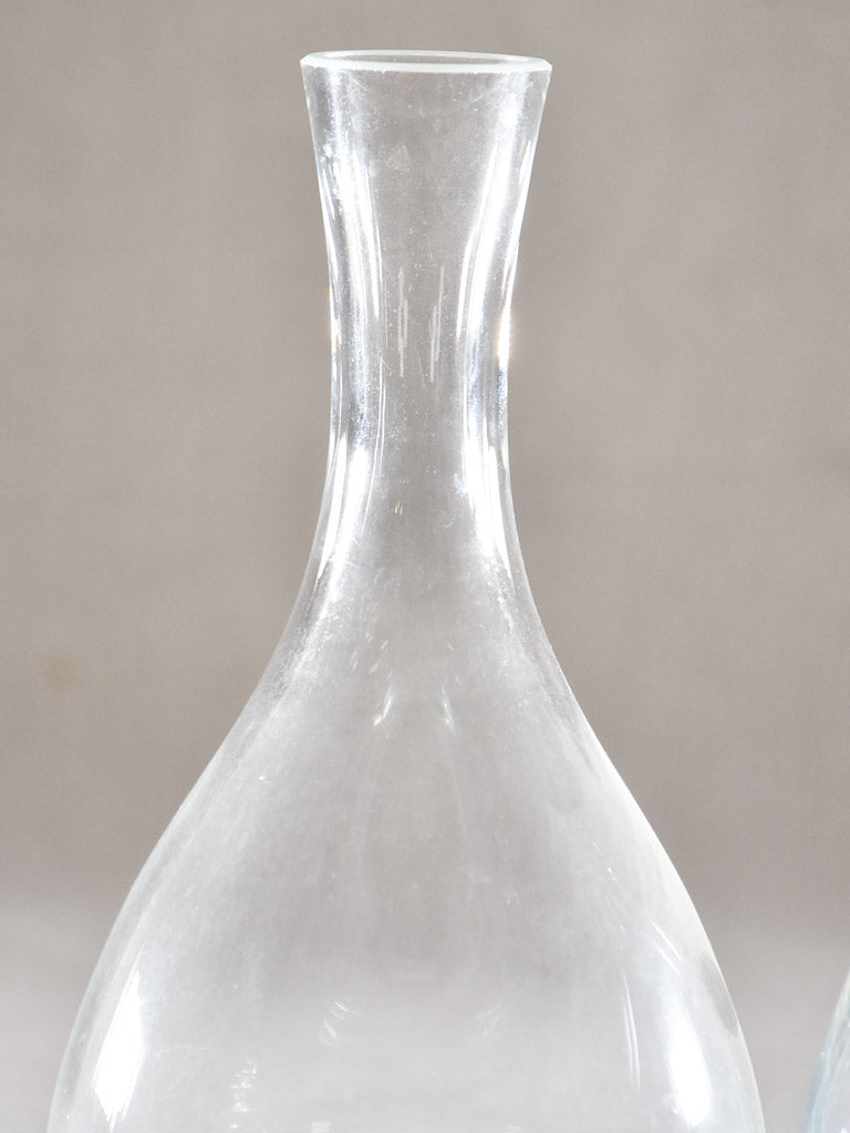 Pair of modern glass carafes 9"