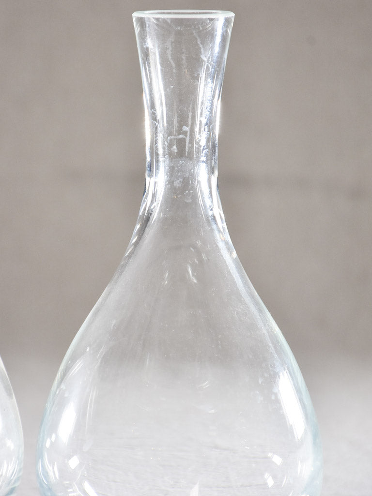 Pair of modern glass carafes 9"