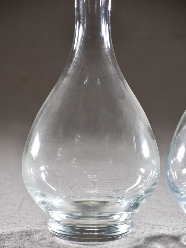 Pair of modern glass carafes 9"