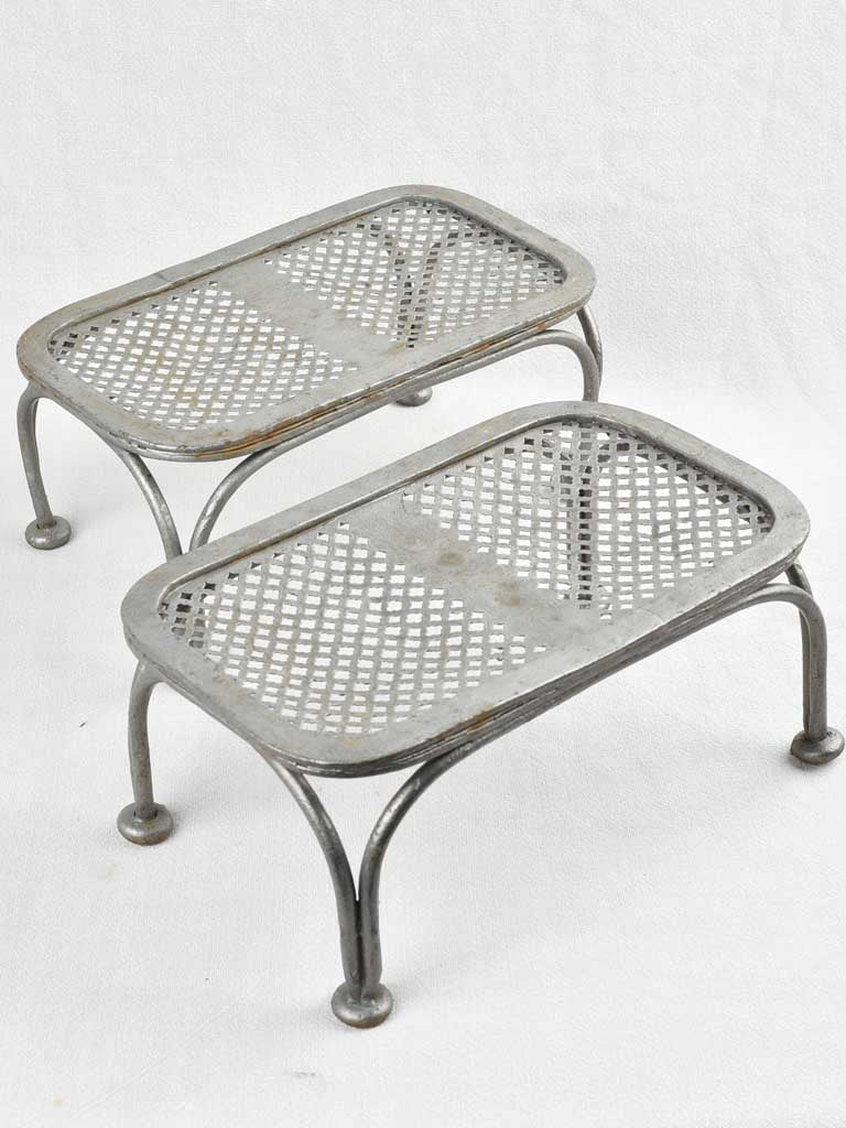 Pair of antique wrought iron garden footrests 12½"