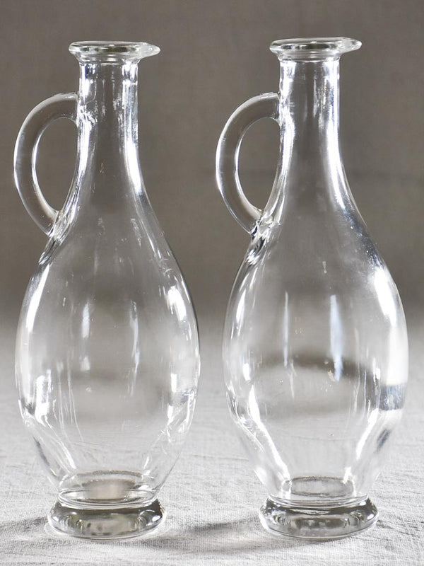 Pair of oil / vinaigrette glass pitchers