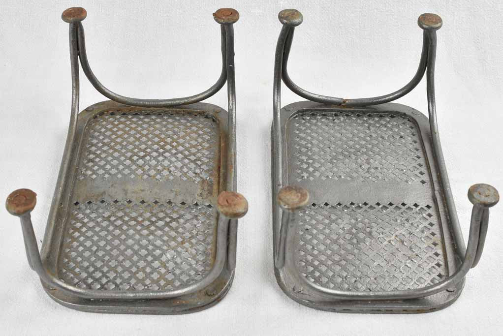Pair of antique wrought iron garden footrests 12½"