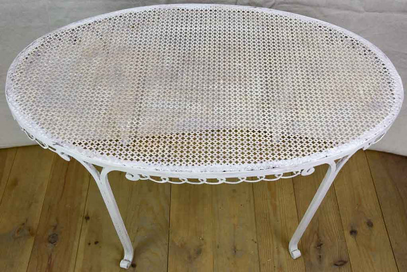 RESERVED SS Oval French garden table with perforated metal 22¾" x 38¼"
