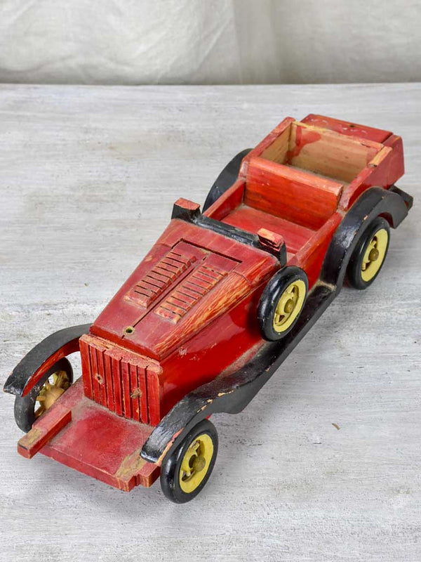 Antique handcrafted French wooden toy car