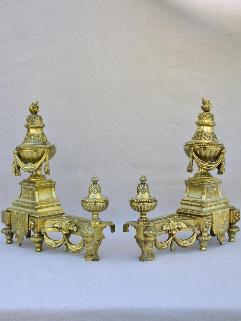 Pair of 19th century bronze fireplace decorations