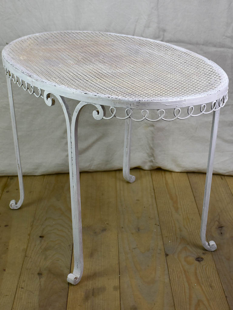 RESERVED SS Oval French garden table with perforated metal 22¾" x 38¼"