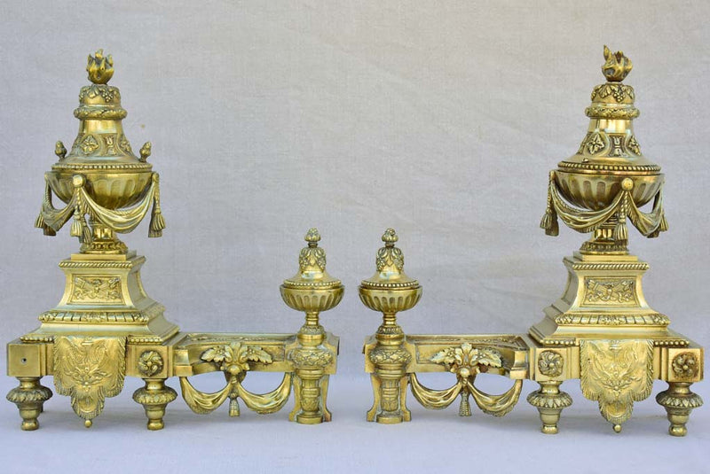 Pair of 19th century bronze fireplace decorations