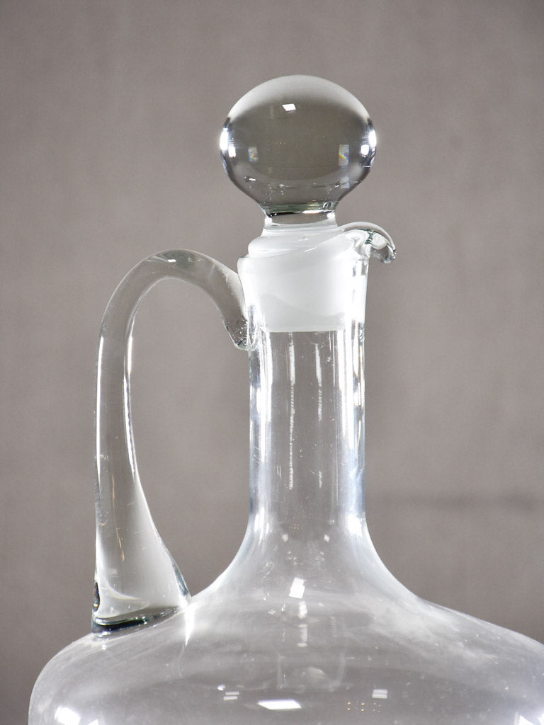 Large vintage carafe with beak and round stopper 12½"