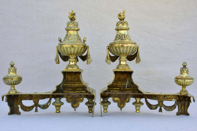 Pair of 19th century bronze fireplace decorations