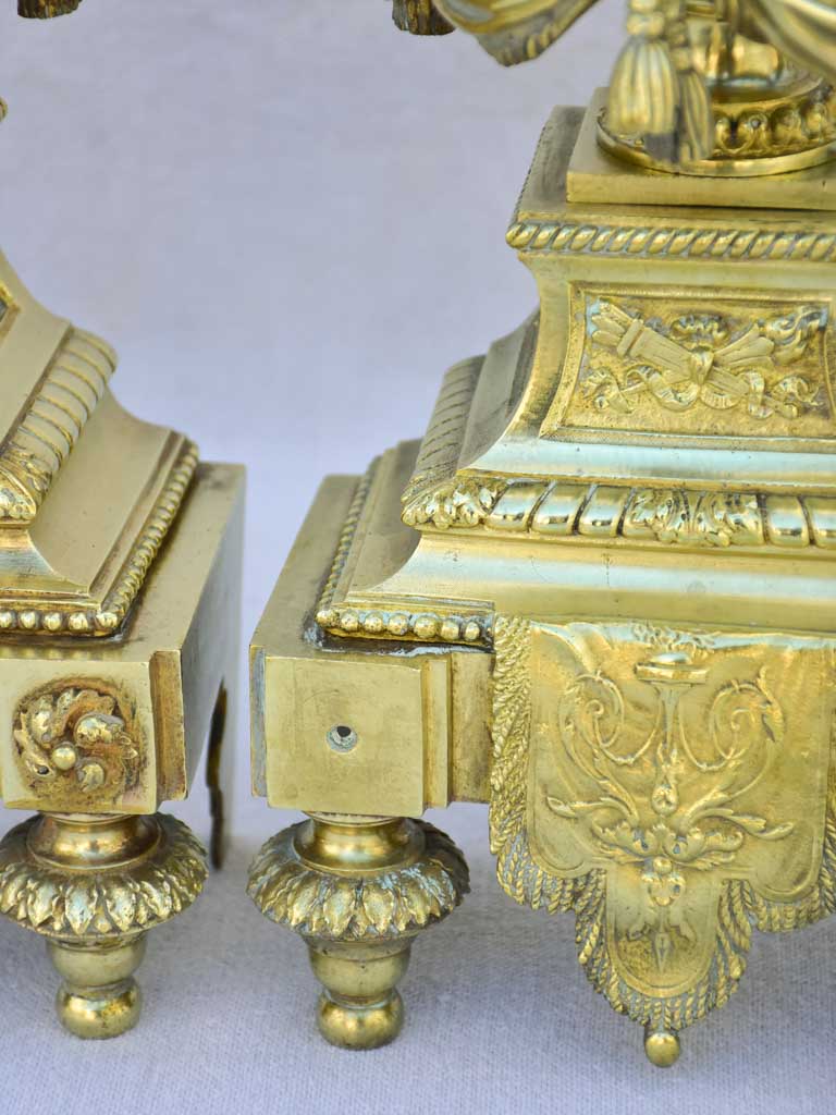 Pair of 19th century bronze fireplace decorations