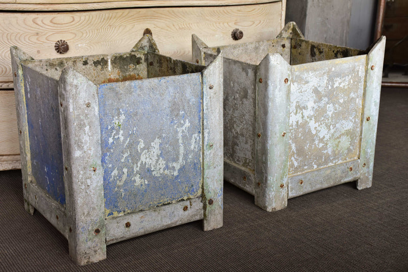 A pair of square vintage French garden planters