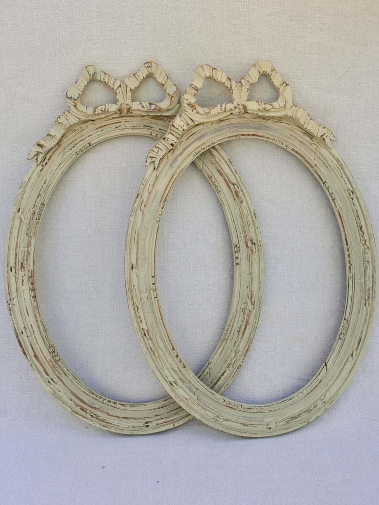 Pair of antique oval Louis XVI style frames with gray patina 20¾" x 14½"