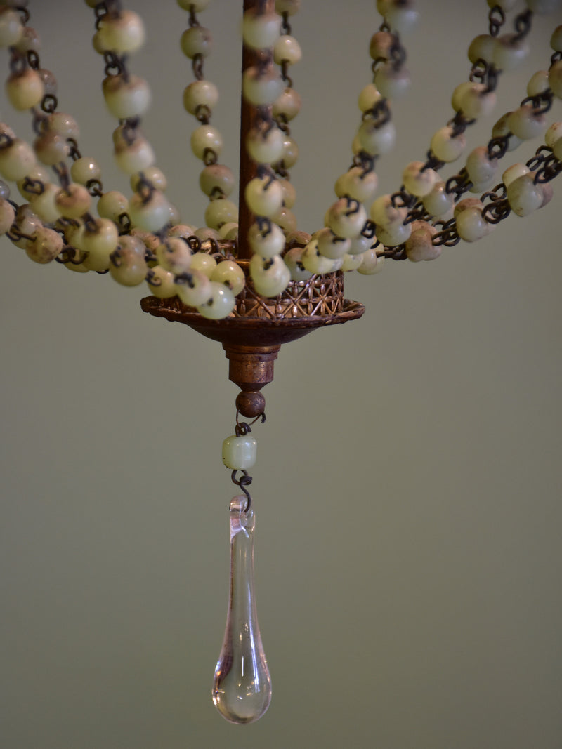 Pair of Italian chandeliers with verre d’eau beads