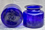 Pair of antique French cobalt blue glass jars