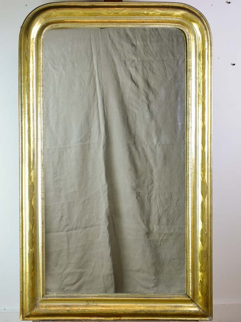 Large antique French Louis Philippe mirror with gilded frame 29½" x  48¾"