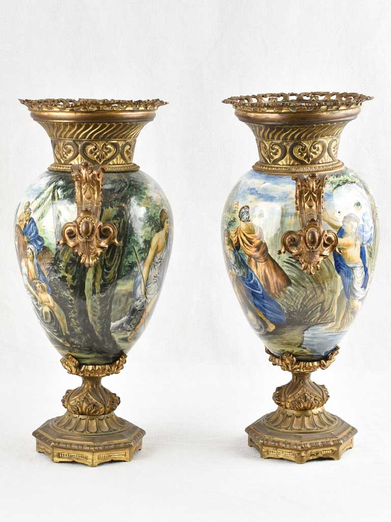 Historic Italian Scenes Painted Lamps