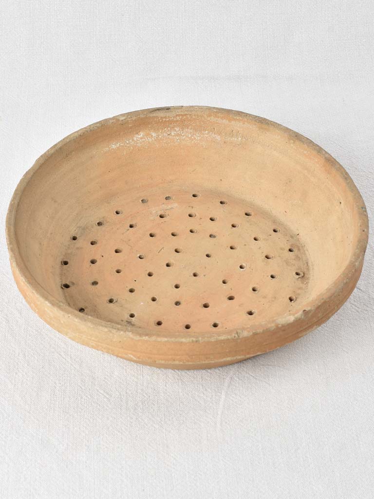 Antique French cheese strainer 'faisselle' 13"