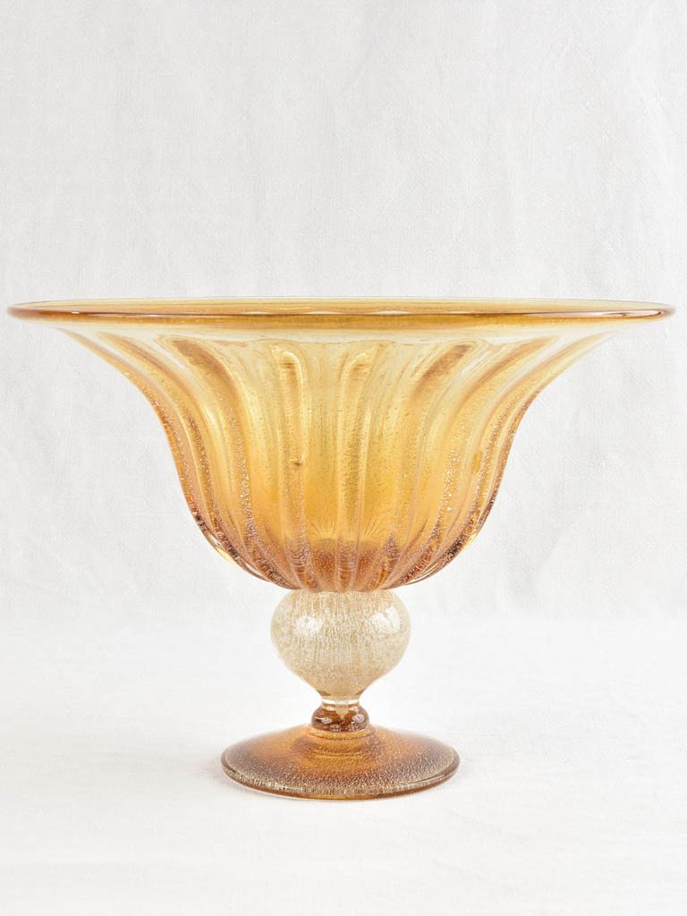 Large Murano coup - amber glass 18" diameter
