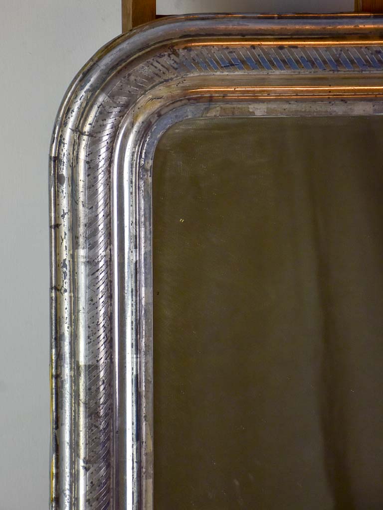 Antique French Louis Philippe mirror with silver frame 25½" x 32¾"