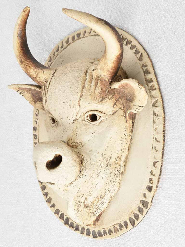 1960s ceramic wall sculpture - young bull 13¾"