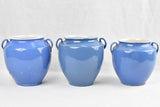 Collection of 3 antique preserving pots from Sete - blue 10¼"