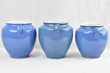 Collection of 3 antique preserving pots from Sete - blue 10¼"