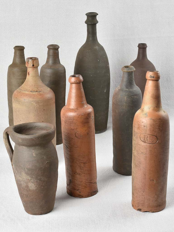 Collection of antique French bottles from Normandy