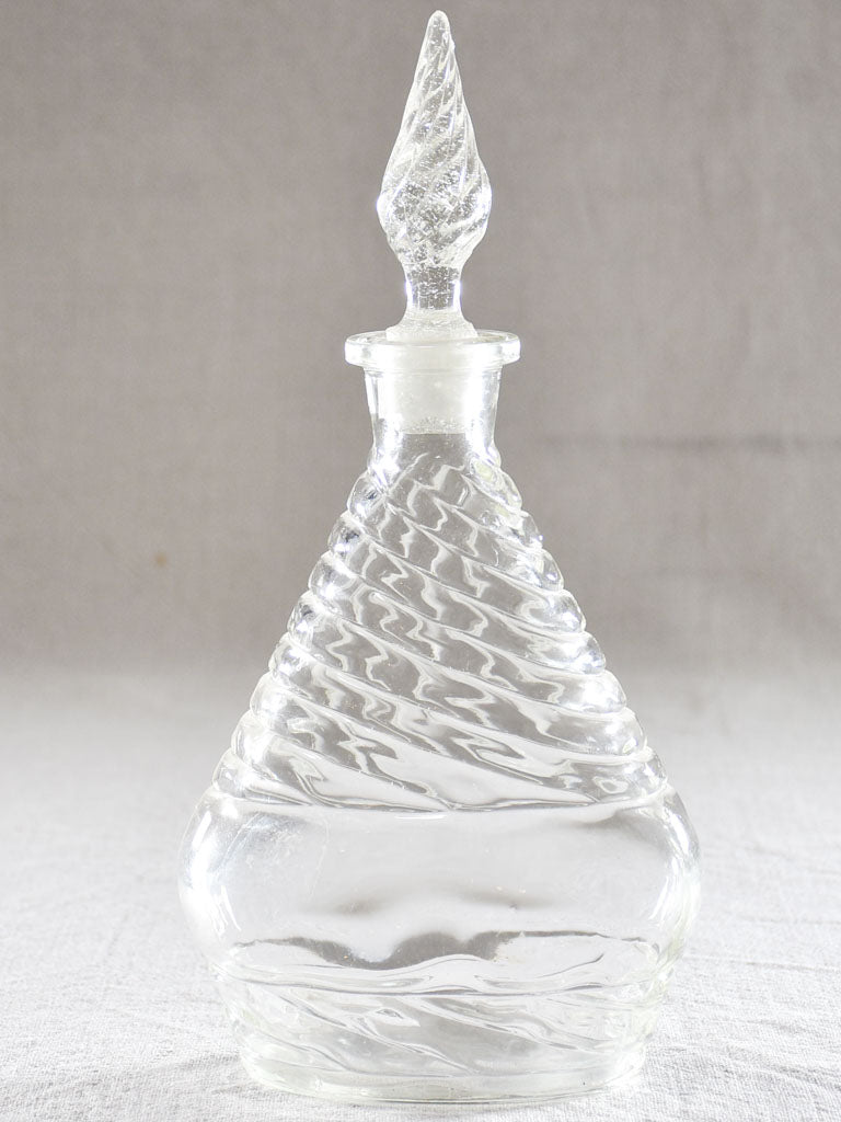 Vintage French liqueur decanter with diagonal ribbed pattern