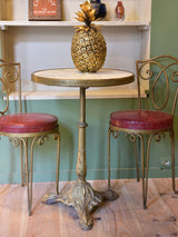 Marble top French garden table with gold base – 1930’s